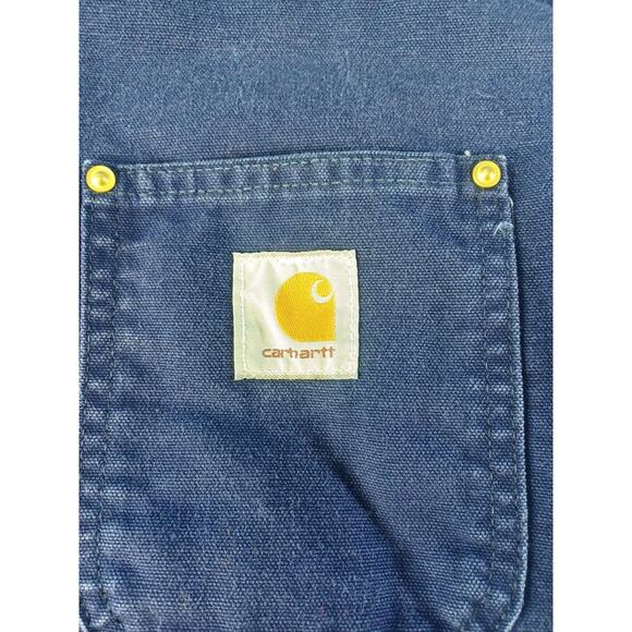VINTAGE Carhartt Chore Indiglo Blue Jacket Men Blanket Lined Made USA Canvas 2XL - Picture 2 of 16
